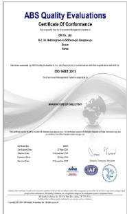 ABS ISO 9001 and ISO 14001 Certificate